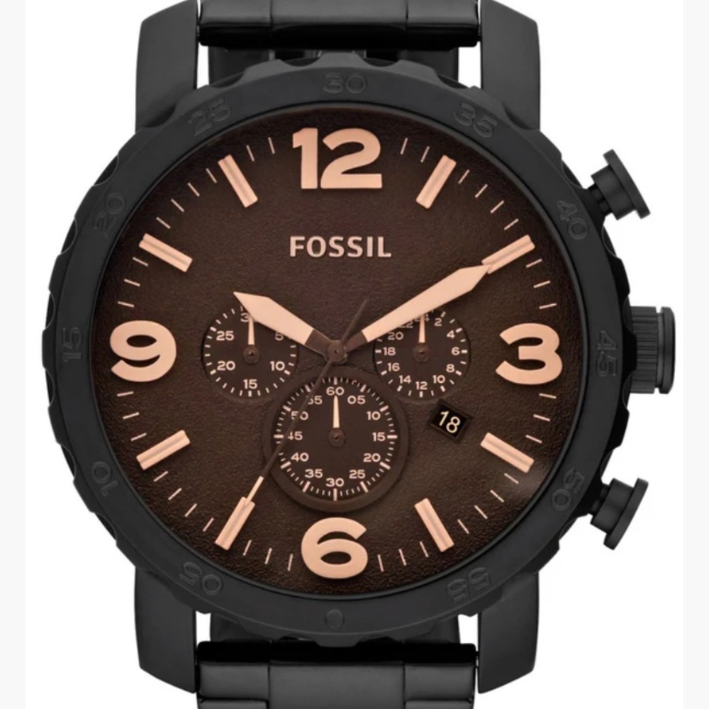 Fossil Black and Brown Nate Chronograph Watch for men JR1356